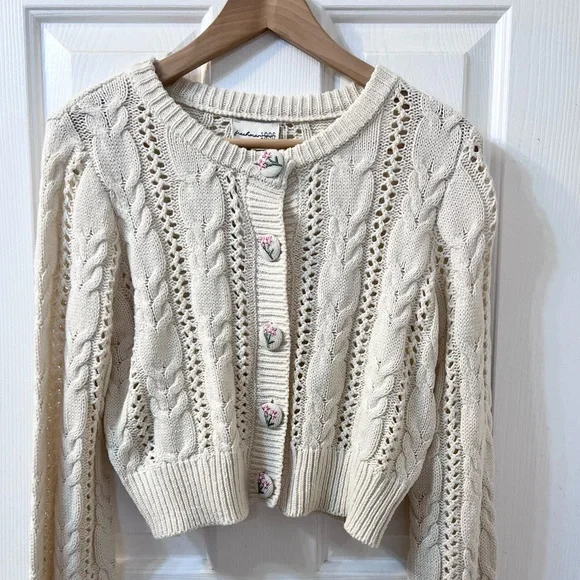 NWT Freshman 1996 Floral Embroidered Button Cardigan Size Medium - Picture 2 of 5